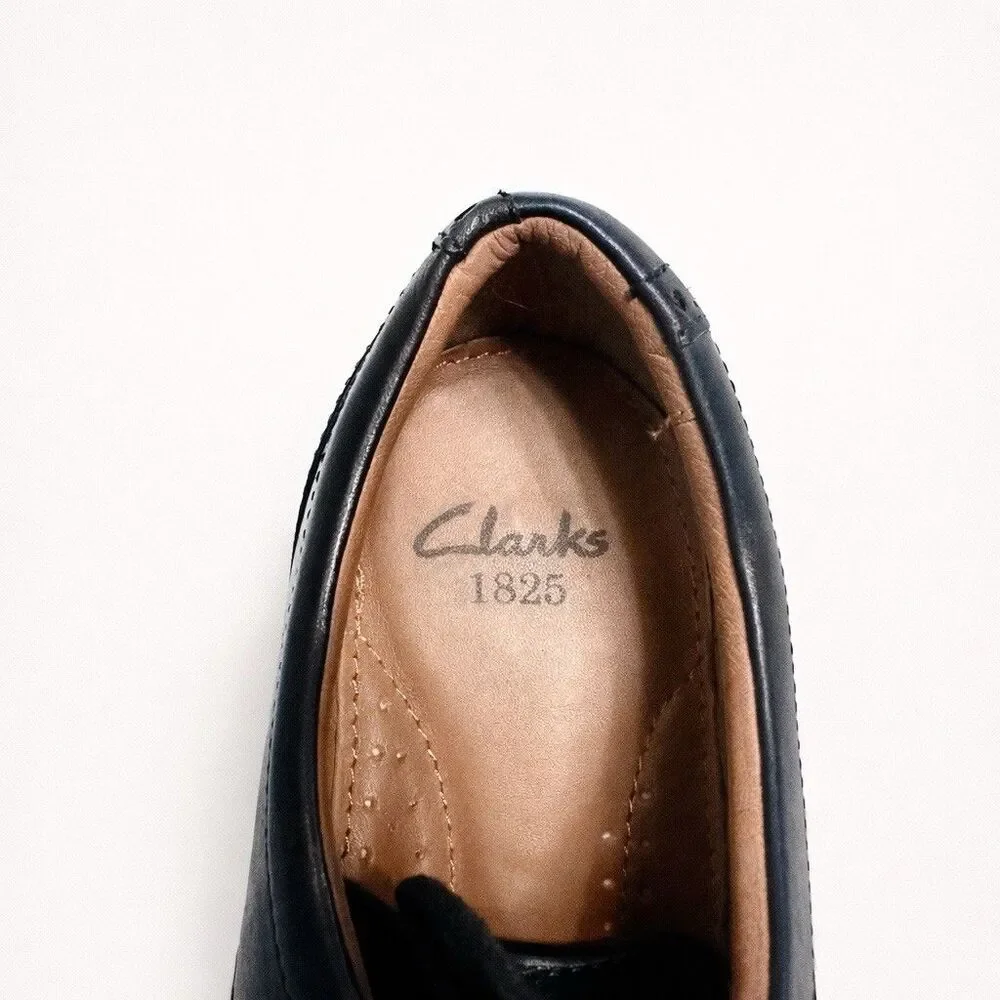 Clarks 1825 Mens Black Leather Cap Toe Oxford Dress Shoes Size 10M Business